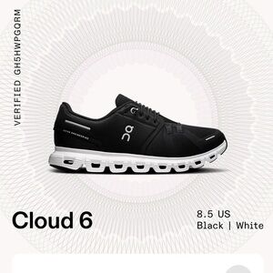 On Cloud 6 Running Shoe - Black/White